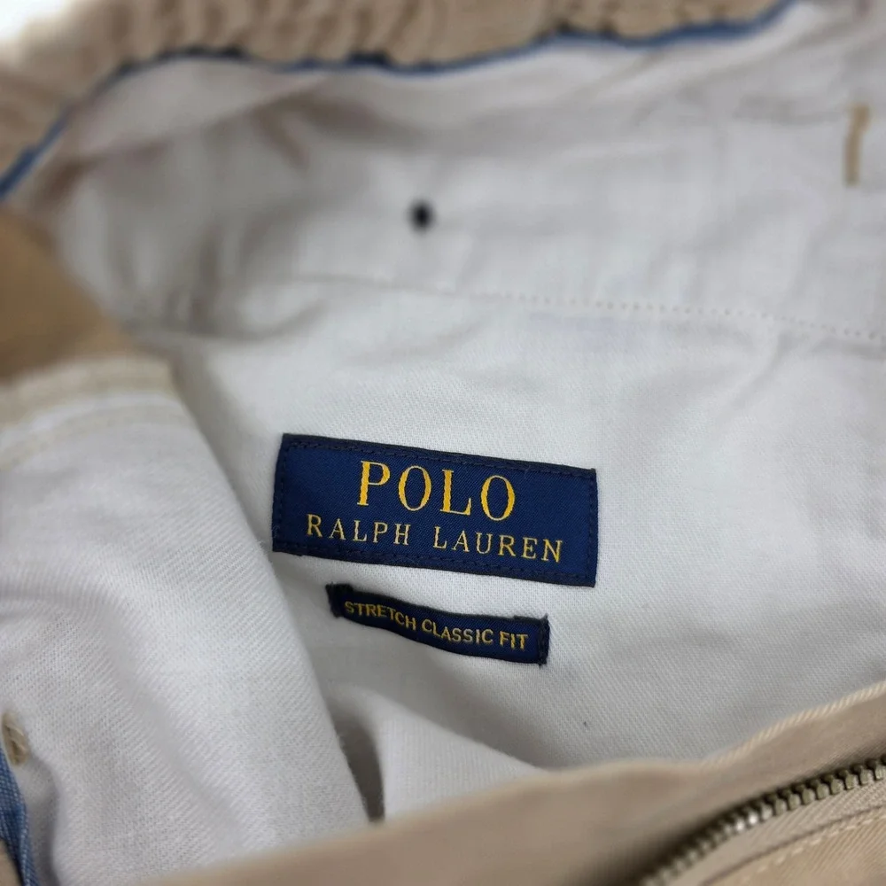 Polo Ralph Lauren Mens Khaki Nautical Embroidered Stretch Classic Fit Shorts L